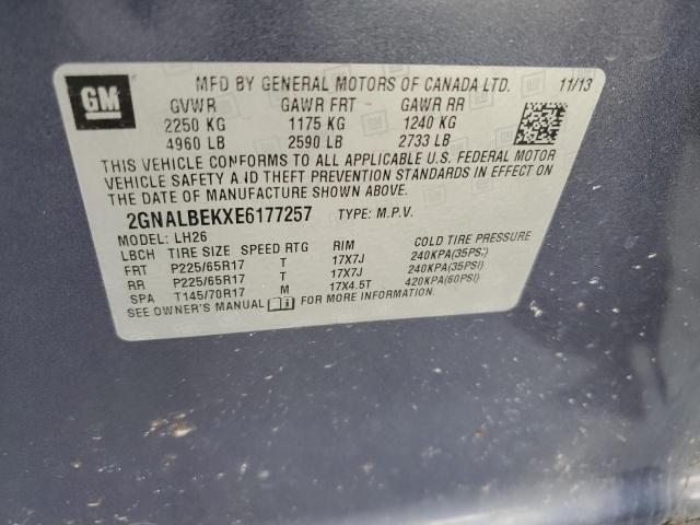 2GNALBEKXE6177257 - 2014 CHEVROLET EQUINOX LT BLUE photo 13