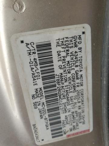 JT8BF28G9W0121377 - 1998 LEXUS ES 300 GOLD photo 12