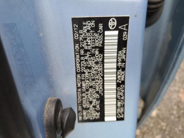 JTDKN3DP2C3001902 - 2012 TOYOTA PRIUS PLUG BLUE photo 13