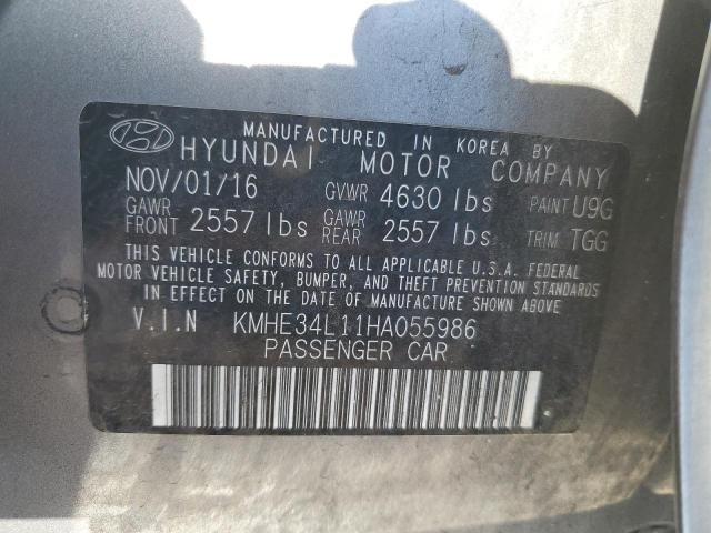 KMHE34L11HA055986 - 2017 HYUNDAI SONATA HYBRID SILVER photo 12