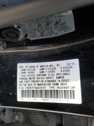 1HGCR2F76GA238797 - 2016 HONDA ACCORD EX BLACK photo 12