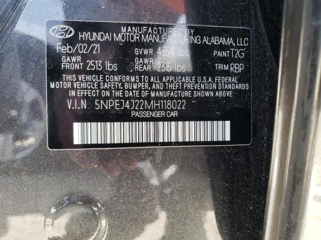 5NPEJ4J22MH118022 - 2021 HYUNDAI SONATA SEL PLUS BLACK photo 13