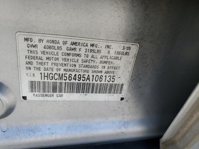 1HGCM56495A106135 - 2005 HONDA ACCORD LX SILVER photo 13