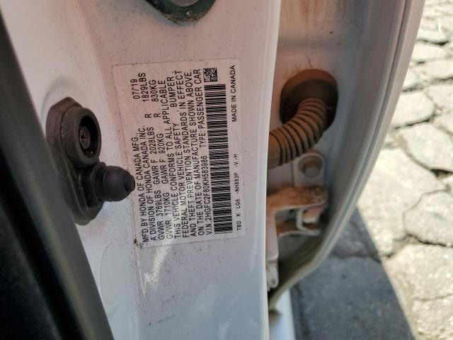 2HGFC2F80KH583986 - 2019 HONDA CIVIC SPORT 白色 照片 12