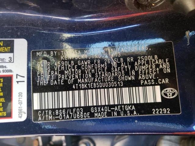 4T1BK1EB5DU030513 - 2013 TOYOTA AVALON BASE 蓝色 照片 13