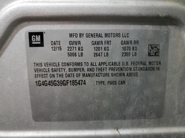 1G4G45G39GF185474 - 2016 BUICK LACROSSE SPORT TOURING SILVER photo 13