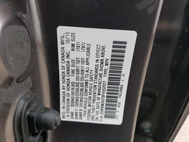 2HKRM3H79FH557077 - 2015 HONDA CR-V EXL GRAY photo 12