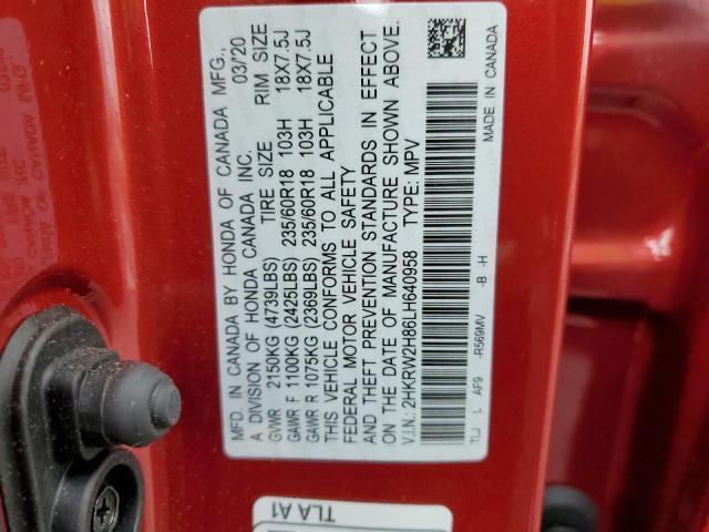 2HKRW2H86LH640958 - 2020 HONDA CR-V EXL RED photo 13