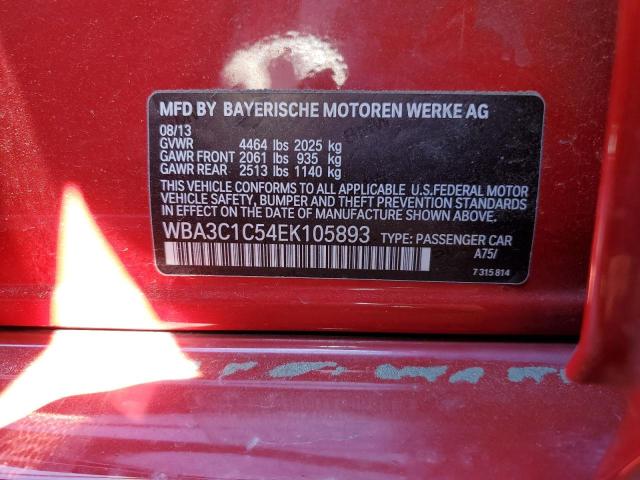 WBA3C1C54EK105893 - 2014 BMW 328 I SULEV RED photo 12