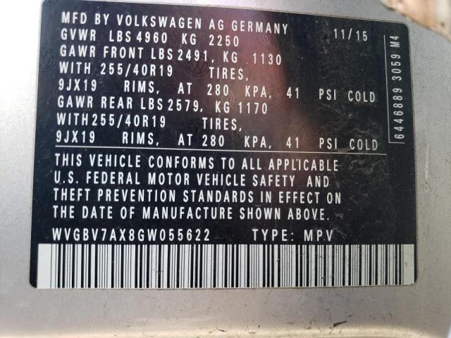 WVGBV7AX8GW055622 - 2016 VOLKSWAGEN TIGUAN S SILVER photo 13