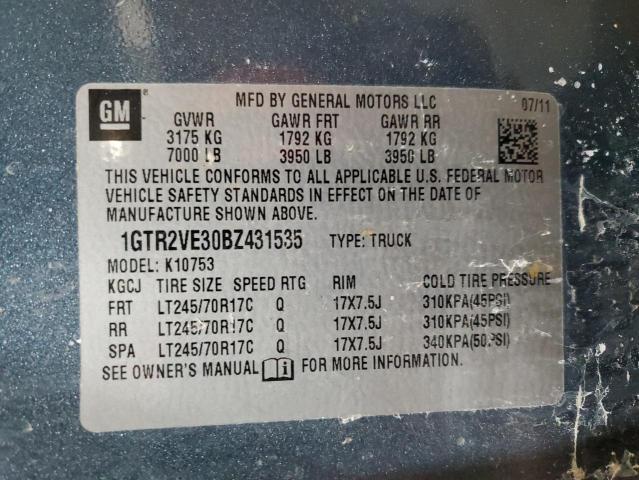 1GTR2VE30BZ431535 - 2011 GMC SIERRA K1500 SLE BLUE photo 12