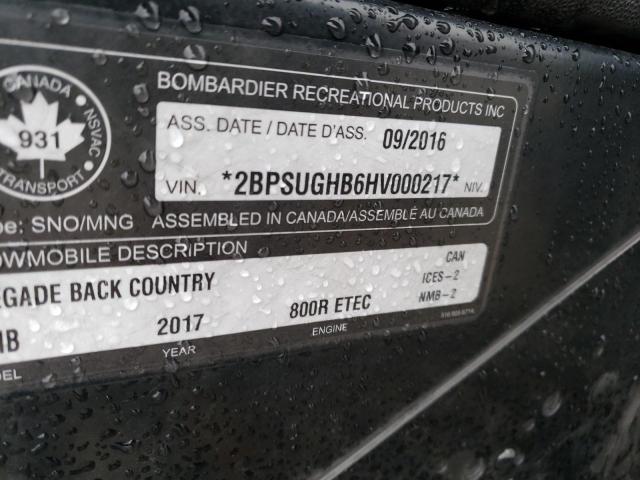 2BPSUGHB6HV000217 - 2017 SKI DOO RENEGADE BLACK photo 10