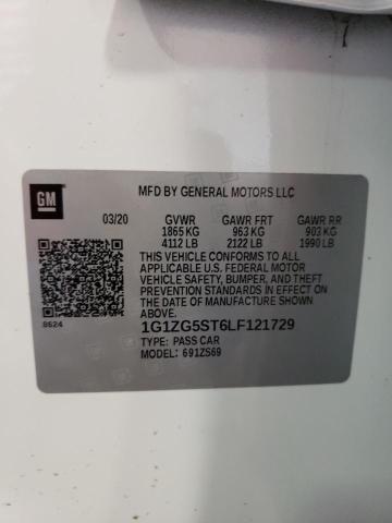 1G1ZG5ST6LF121729 - 2020 CHEVROLET MALIBU RS 白色 照片 12