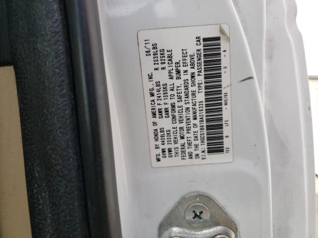 1HGCS1B81BA016335 - 2011 HONDA ACCORD EXL WHITE photo 12