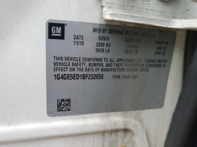 1G4GE5ED1BF232658 - 2011 BUICK LACROSSE CXS WHITE photo 12