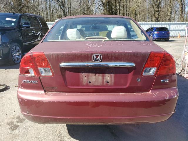 2HGES26763H602595 - 2003 HONDA CIVIC EX BURGUNDY photo 6