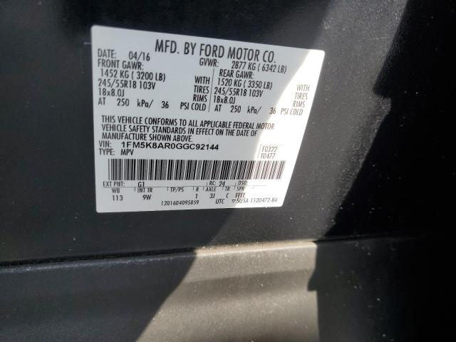 1FM5K8AR0GGC92144 - 2016 FORD EXPLORER POLICE INTERCEPTOR 双色 照片 13