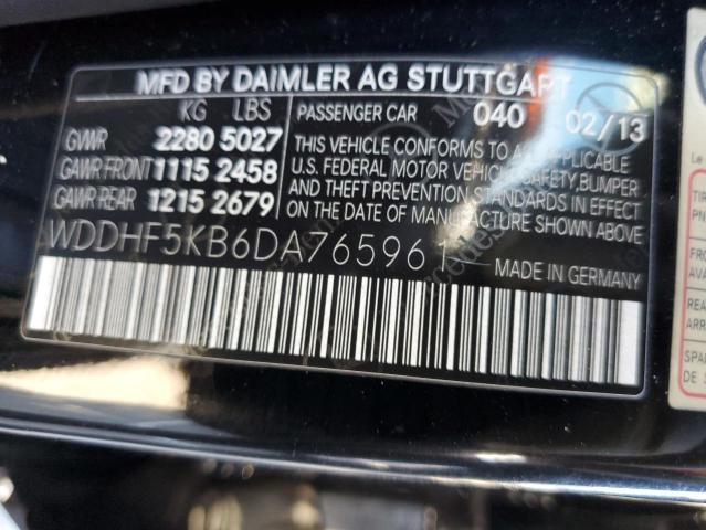 WDDHF5KB6DA765961 - 2013 MERCEDES-BENZ E 350 BLACK photo 12