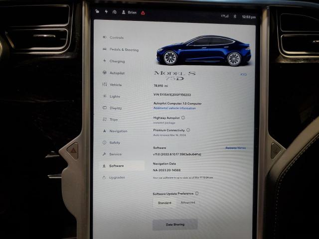 5YJSA1E20GF156203 - 2016 TESLA MODEL S ლურჯი ფოტო 9