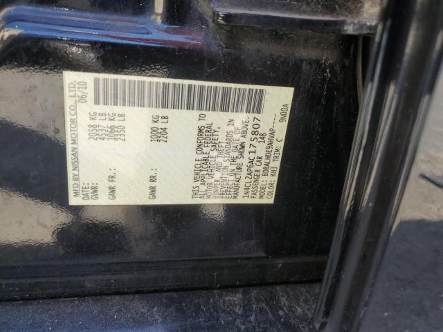 1N4CL2AP6AC175807 - 2010 NISSAN ALTIMA HYBRID BLACK photo 12