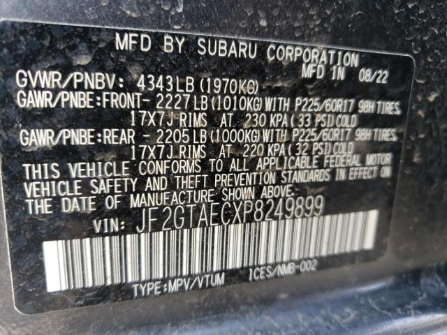 JF2GTAECXP8249899 - 2023 SUBARU CROSSTREK PREMIUM 灰色 照片 12