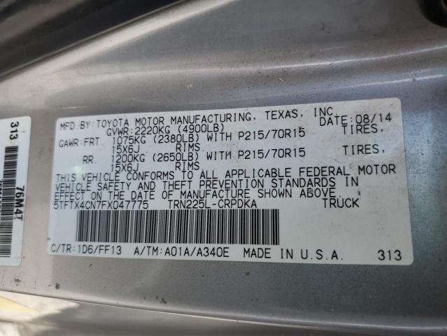 5TFTX4CN7FX047775 - 2015 TOYOTA TACOMA ACCESS CAB Күміс фото 12