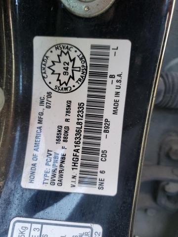 1HGFA16336L812335 - 2006 HONDA CIVIC DX VP Qara foto 14