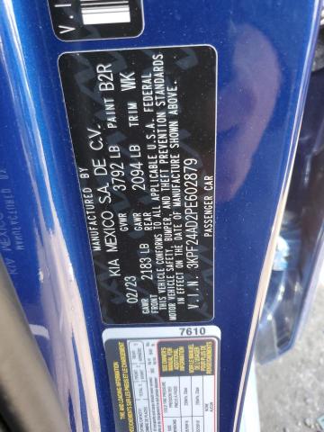 3KPF24AD2PE602879 - 2023 KIA FORTE LX BLUE photo 12