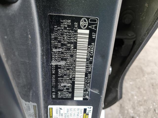 2T1KR32E85C380694 - 2005 TOYOTA MATRIX XR GRAY photo 12