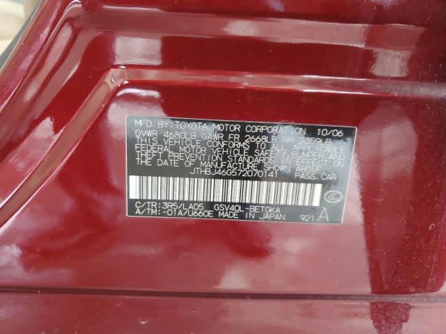 JTHBJ46G572070141 - 2007 LEXUS ES 350 BURGUNDY photo 13