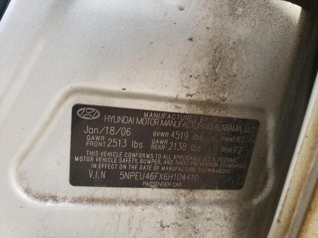 5NPEU46FX6H104410 - 2006 HYUNDAI SONATA GLS SILVER photo 12