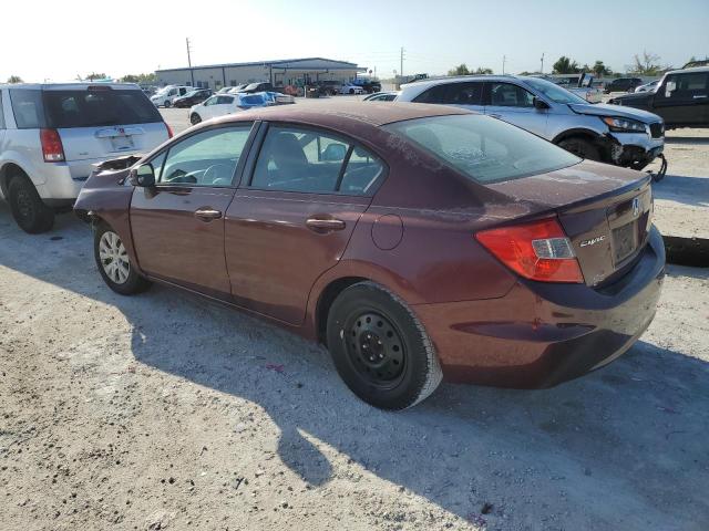 2HGFB2F54CH550189 - 2012 HONDA CIVIC LX BURGUNDY photo 2