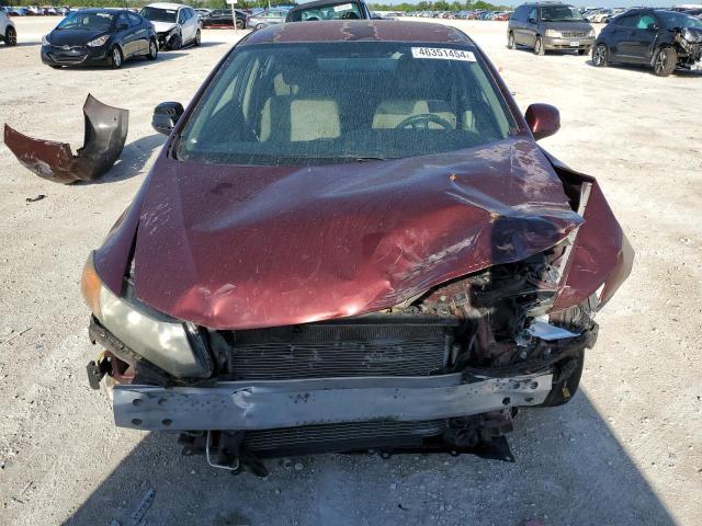 2HGFB2F54CH550189 - 2012 HONDA CIVIC LX BURGUNDY photo 5