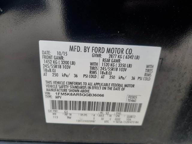 1FM5K8AR5GGB36066 - 2016 FORD EXPLORER POLICE INTERCEPTOR Qara foto 12