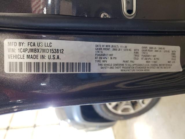 1C4PJMBX7MD153812 - 2021 JEEP CHEROKEE TRAILHAWK GRAY photo 12