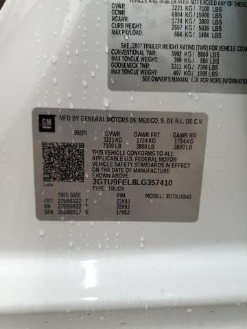 3GTU9FEL8LG357410 - 2020 GMC SIERRA K1500 DENALI WHITE photo 12