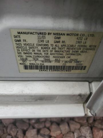 1N4AL11D96N342860 - 2006 NISSAN ALTIMA S WHITE photo 12