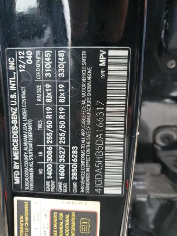 4JGDA5HB5DA166317 - 2013 MERCEDES-BENZ ML 350 4MATIC BLACK photo 13