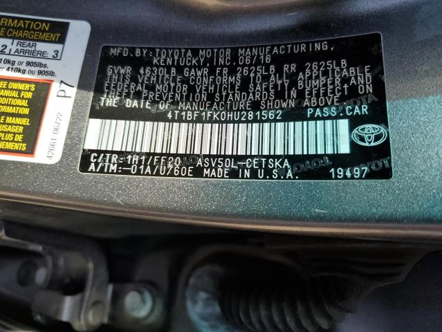 4T1BF1FK0HU281562 - 2017 TOYOTA CAMRY LE GRAY photo 12