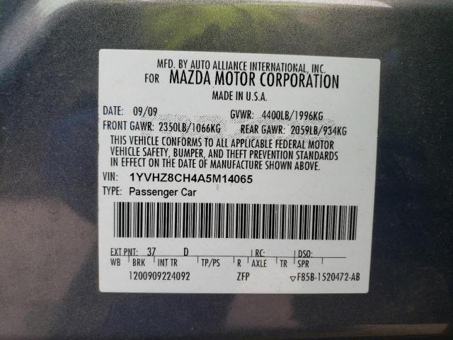 1YVHZ8CH4A5M14065 - 2010 MAZDA 6 I BLUE photo 12