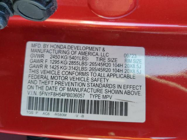 5FNYF8H54PB036057 - 2023 HONDA PASSPORT EXL BURGUNDY photo 13