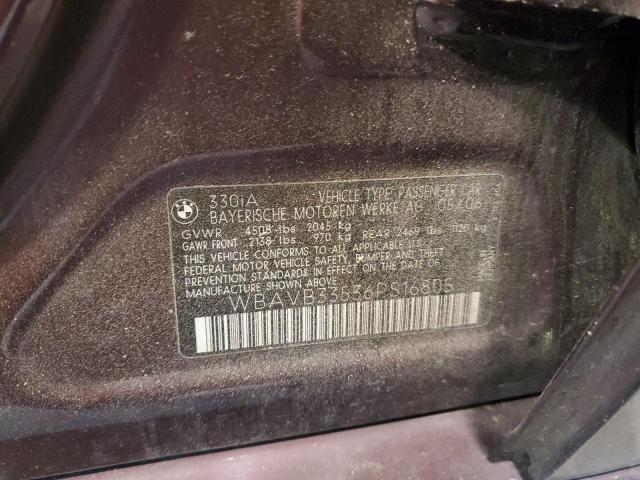 WBAVB33556PS16805 - 2006 BMW 330I I BURGUNDY photo 12