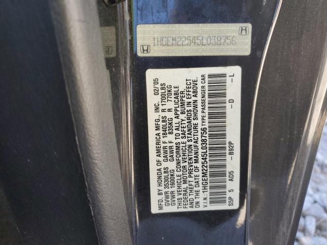 1HGEM22545L038756 - 2005 HONDA CIVIC LX BLACK photo 12