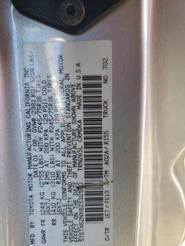 5TETX62NX8Z532520 - 2008 TOYOTA TACOMA PRERUNNER ACCESS CAB SILVER photo 12