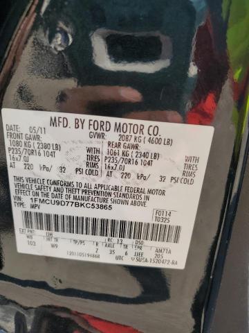 1FMCU9D77BKC53865 - 2011 FORD ESCAPE XLT BLACK photo 13