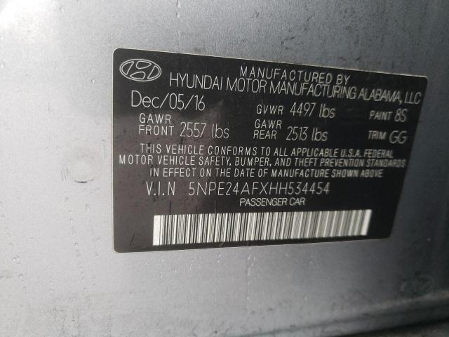 5NPE24AFXHH534454 - 2017 HYUNDAI SONATA SE SILVER photo 12