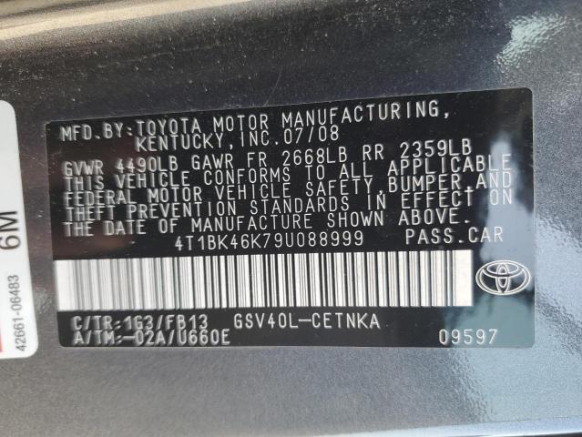 4T1BK46K79U088999 - 2009 TOYOTA CAMRY SE CHARCOAL photo 13