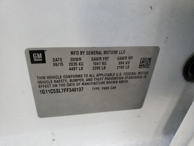 1G11C5SL7FF349137 - 2015 CHEVROLET MALIBU 1LT 白色 照片 12