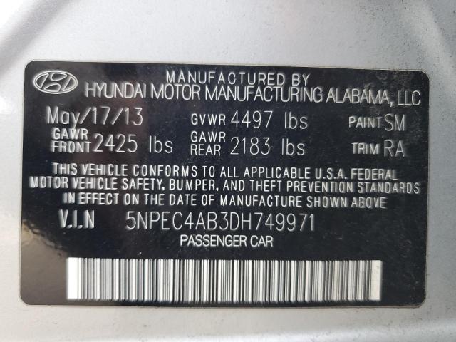 5NPEC4AB3DH749971 - 2013 HYUNDAI SONATA SE SILVER photo 12