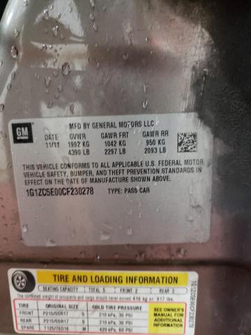 1G1ZC5E00CF230278 - 2012 CHEVROLET MALIBU 1LT GRAY photo 13